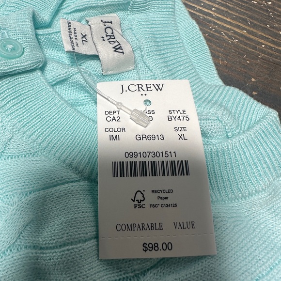 J CREW CABLE CLASSIC CARDIGAN ICY MINT XL - Picture 4 of 4